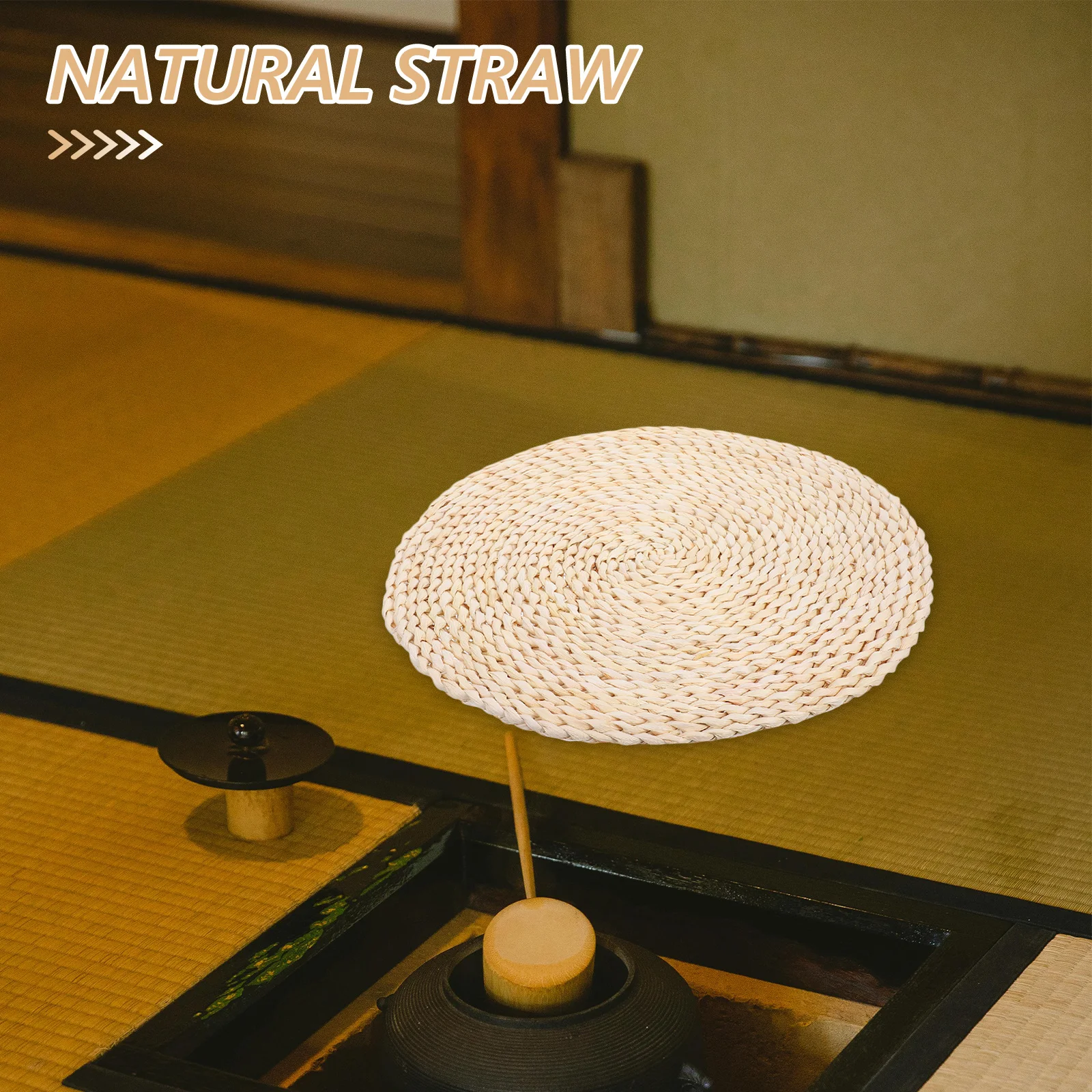 

Круглая плетеная соломенная напольная подушка, тканый коврик для сидения для стула, йоги, обеденного дивана, натуральная удобная домашняя декоративная подушка