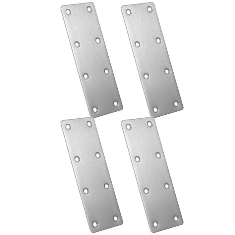 4 soportes de acero inoxidable, aptos para materiales de madera, fáciles de instalar, con placas metálicas perforadas