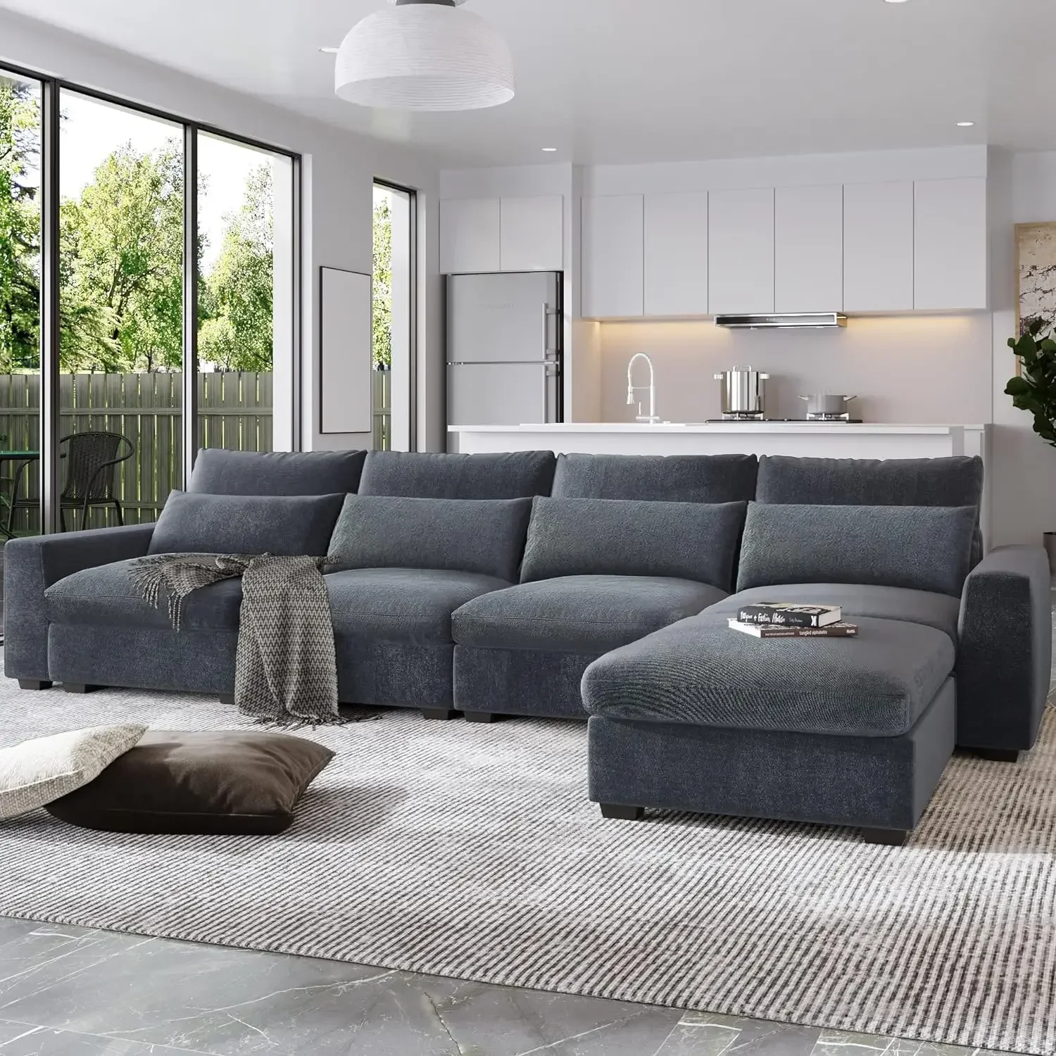 

l Modern Upholstered Sectional Sofa Couch Set,Modular L Shaped Living Room Sofa Set,Convertible Sofa Couch with Reversible Chai