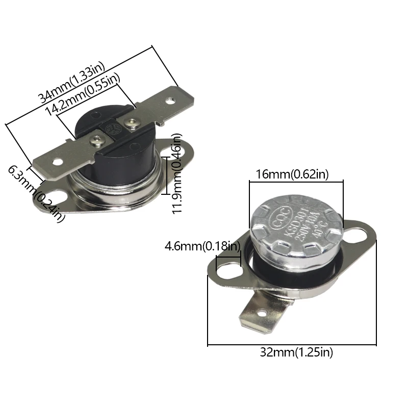 【2PCS】 KSD301 10A 250V 0C~350C Temperature Switch Thermal Control 95C 105C 125C 135C 145C 180C 250C 300C 350C Degree