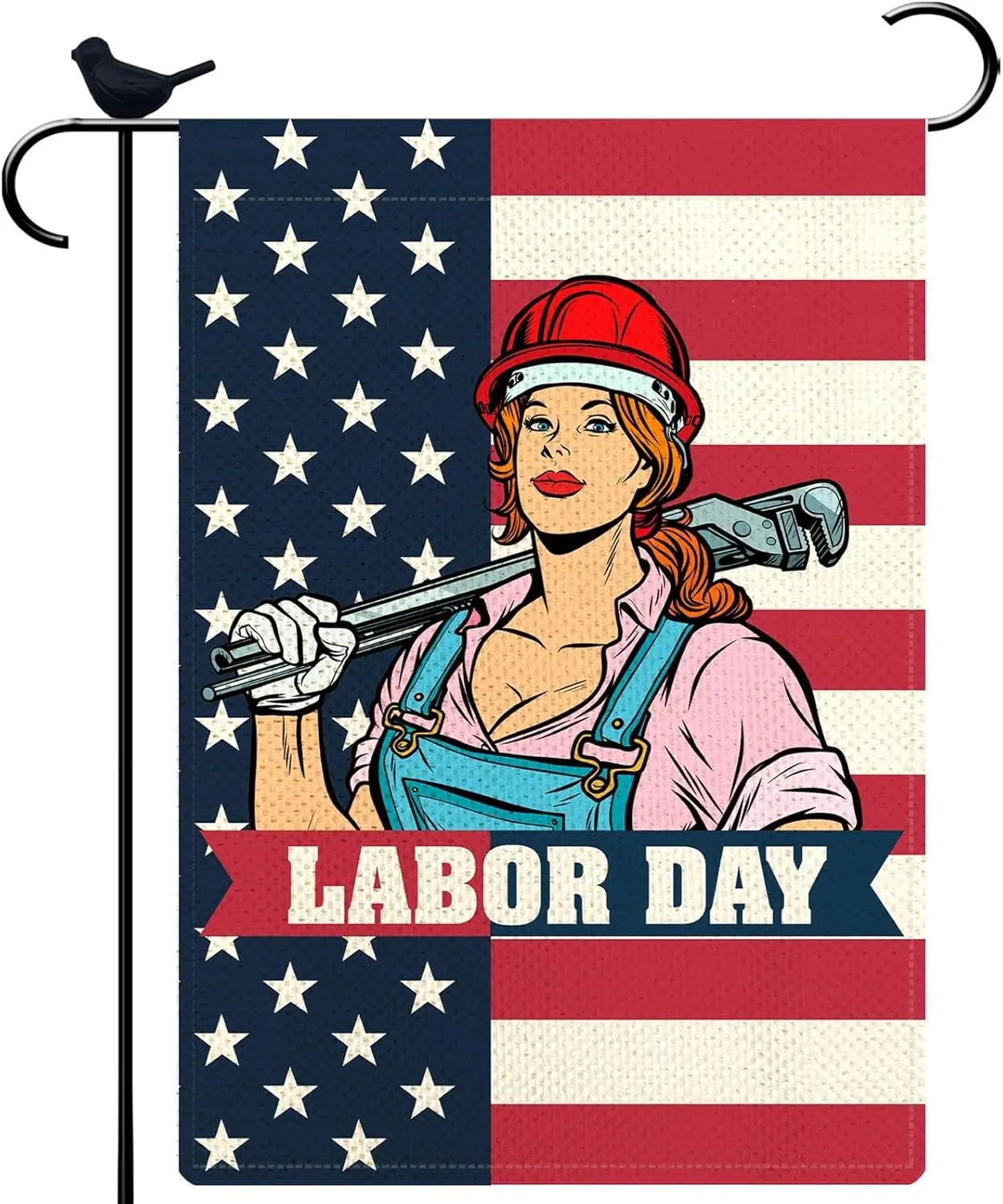 Labor Day Garden Flag Celebrate Labor Day 12x18 Inch Double Sided Vertical Working Tools Patriotic USA Small Flags USA Garden