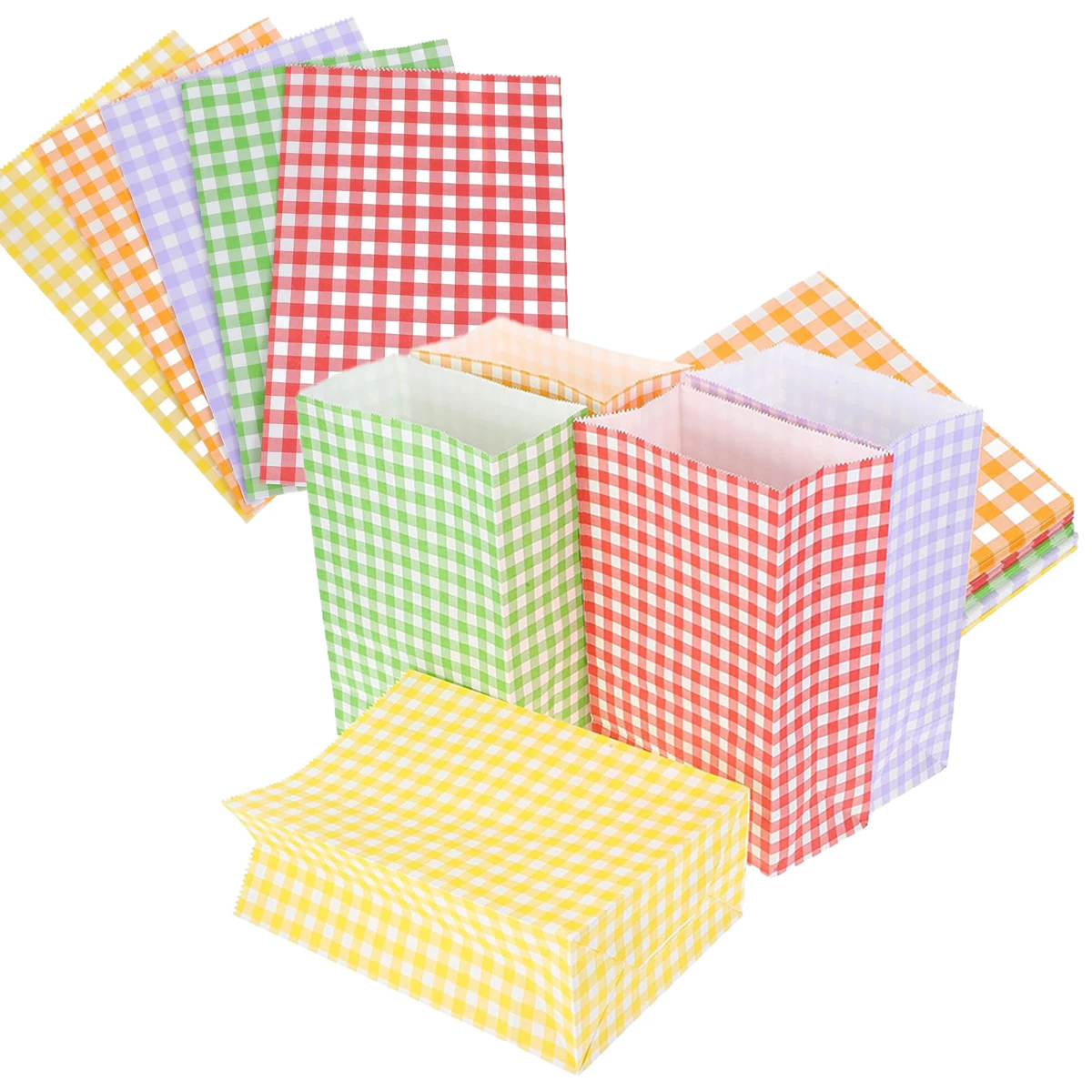 5/10/15 Stück Gingham-Papiertüten in Bunten Karomustern für Kekse, Süßigkeiten, Partyfavors und Hochzeiten