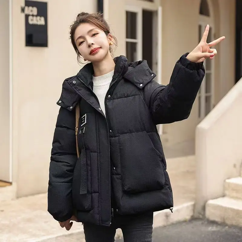 Women's Winter Coat Hooded Mid-length Padded Jacket Warmth Jacket Korean Fashion Free Shipping Wholesale Plus Size Loose New