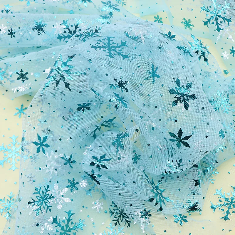 150cm*1yard Christmas snow Tulle Rainbow Silver Snow Star DIY Handmade Fabric for Baby Dress Wedding Birthday Bouquet Supplies