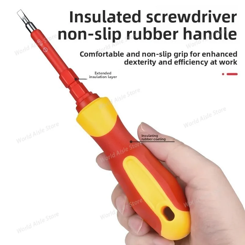 Household Screwdriver Set, Insulated Interchangeable Head Set, Electrician Tools, Cross Screwdriver, Flat-head Screwdriver Box
