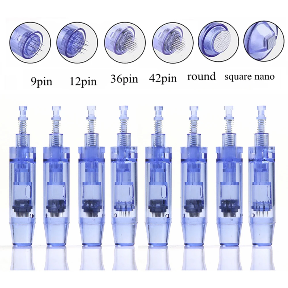 Derma Skin Care Needle, Cartucho Microneedling Ponta Nano, Caneta A1, 9 12 24 36 42 Pin, 10 50 100 300Pcs