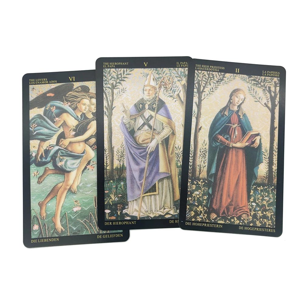 NEW! 12x7cm  Botticelli Divination Tarot Deck 78-cards English, Spanish French German and Italian Portuguese  Edition Guidebook