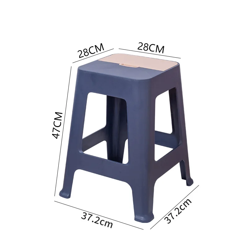 Extra thick plastic stools stackable high stools plastic household non-slip durable living room double color clinker sturdy chai