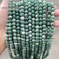 Wholesale 4 6 8 10mm Natural Green Dots Beads Jasper Stone Loose Spacer Bead For Jewelry Making DIY Bracelet Handmade Accessory