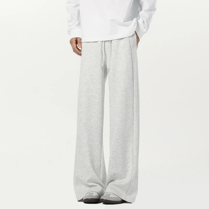 

Оверсайз Celana Panjang Pria Тренировочные мешковатые брюки Kombinasi Potongan Melengkung Серый Санта-Клаус в корейском стиле Прямой культо унисекс