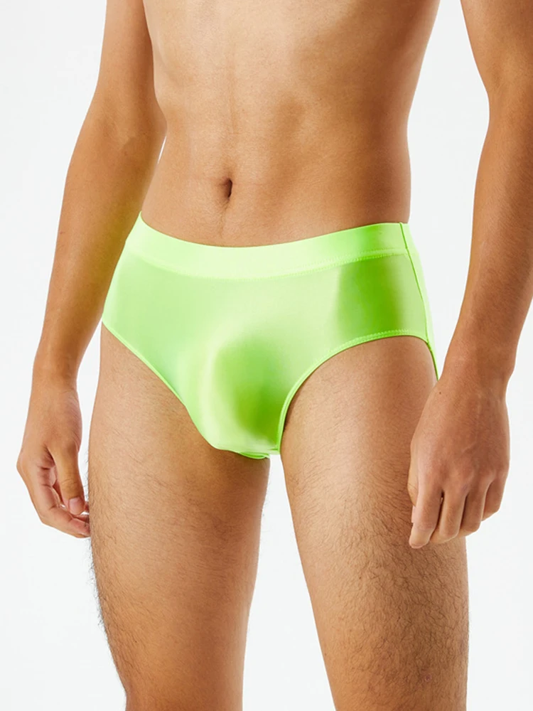 

Sexy Men Oil Shiny Summer Men's Panties Low Rise Panties Bulge Pouch Briefs Breathable Underwear High Elasticity Underpants Men