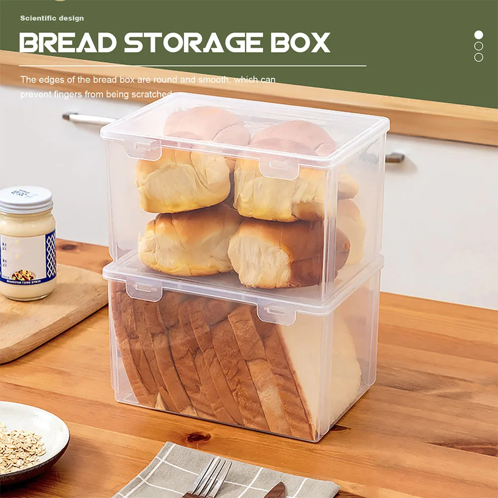 

Transparent Plastic Bread Container Fresh Keeping Box For Kitchen Home Bakery Safe Toast Storage Case