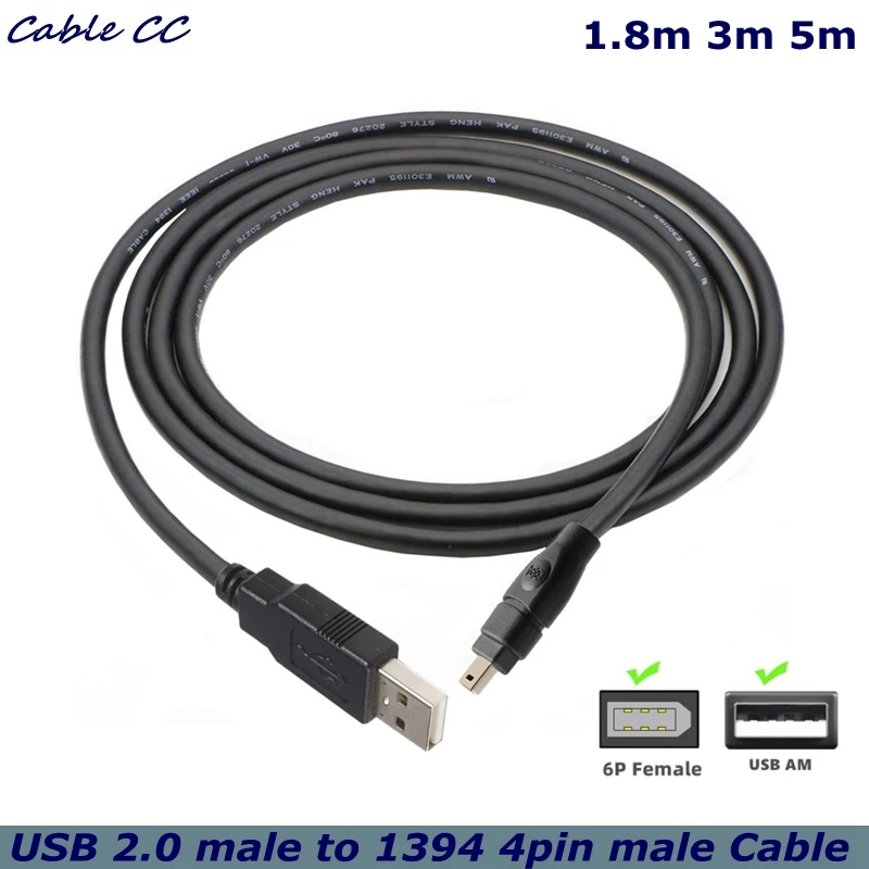 

USB 2.0 Male to Firewire IEEE 1394 4 Pin Male iLink Adapter Cord Cable for Sony DCR-TRV75E DV Adapter 1.8m/3m/4.5m