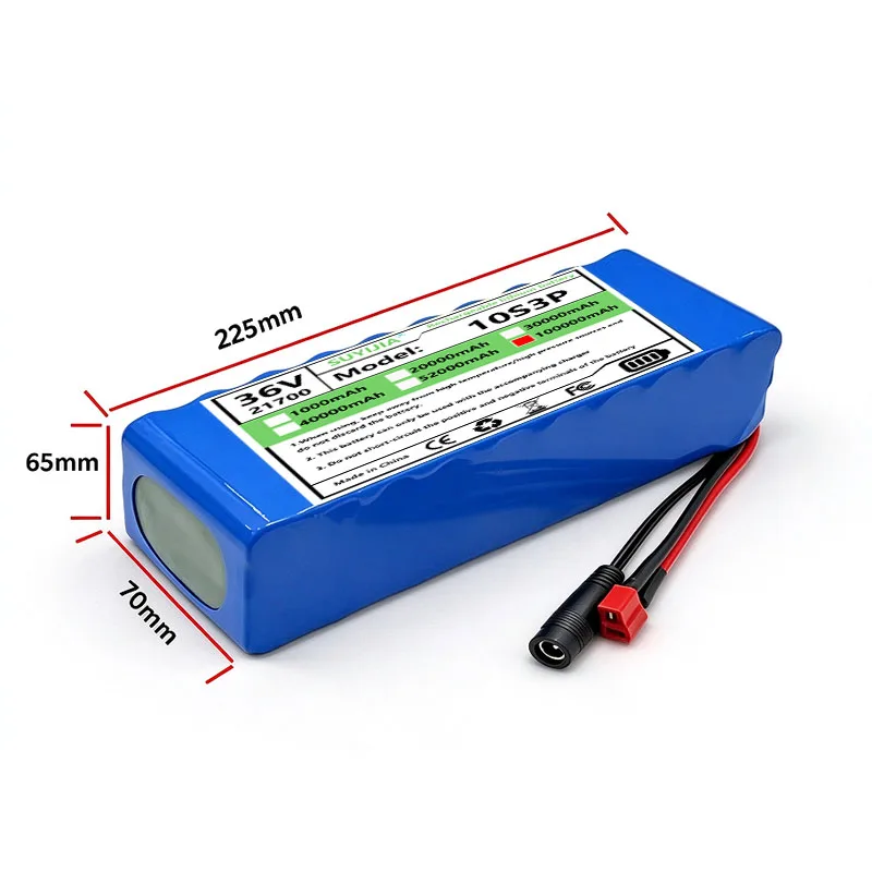 36V 100Ah 21700 Lithium Battery Pack 10S3P with BMS for Motor E-two Wheeler M365 Scooter Spare Cells+42V Charger Stable Output