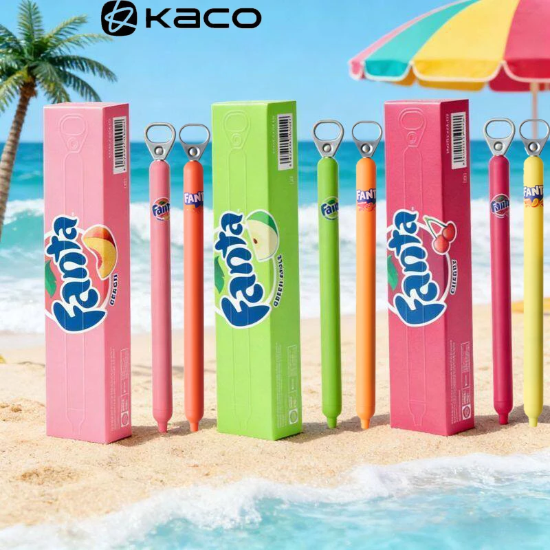 

Гелевые ручки KACO x Fanta с отрывным колпачком, креативная ручка для подписи, 0,5 мм, быстросохнущие, с удобным захватом, для развлечения и снятия стресса, милые канцелярские товары