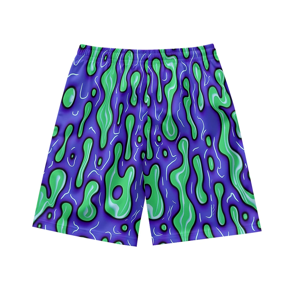 Retro checkerboard ice cream pattern, suitable for daily wear, casual trend, summer men's drawstring beach sports shorts