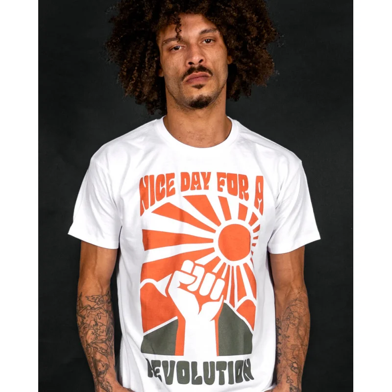 

Nice Day for a Revolution T shirt 100% cotton Gift Tee All size Tops Wholesale Hard Work Never Killed Anyone Graphic Clothes