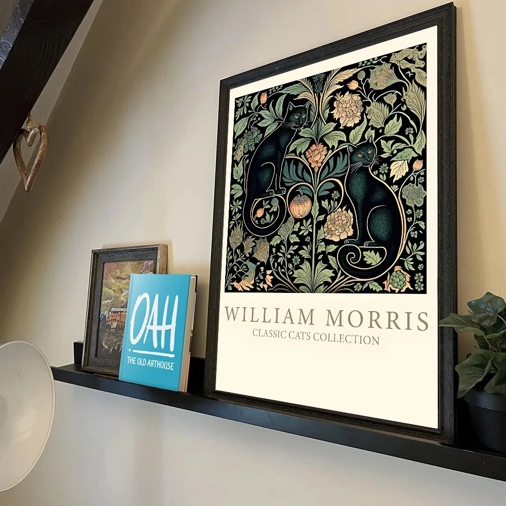 1 قطعة ويليام موريس الأعمال الفنية شجرة الحياة القطط المشارك ذاتية اللصق الفن ورق مقاوم للماء ملصق مقهى بار غرفة جدار ديكور #6