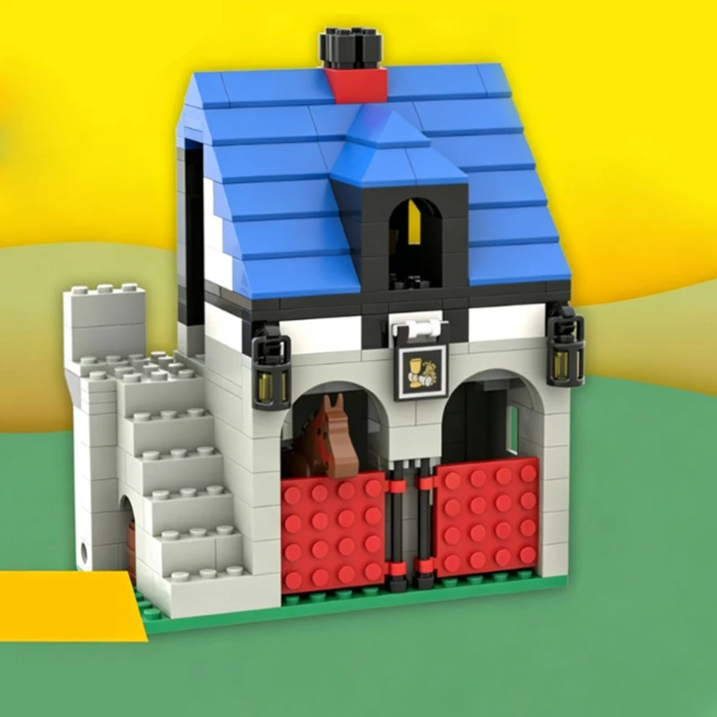 Medieval Castle Model MOC Building Bricks Small House Shop Modular Technology Children Holiday Gifts Assemble Toys Suit