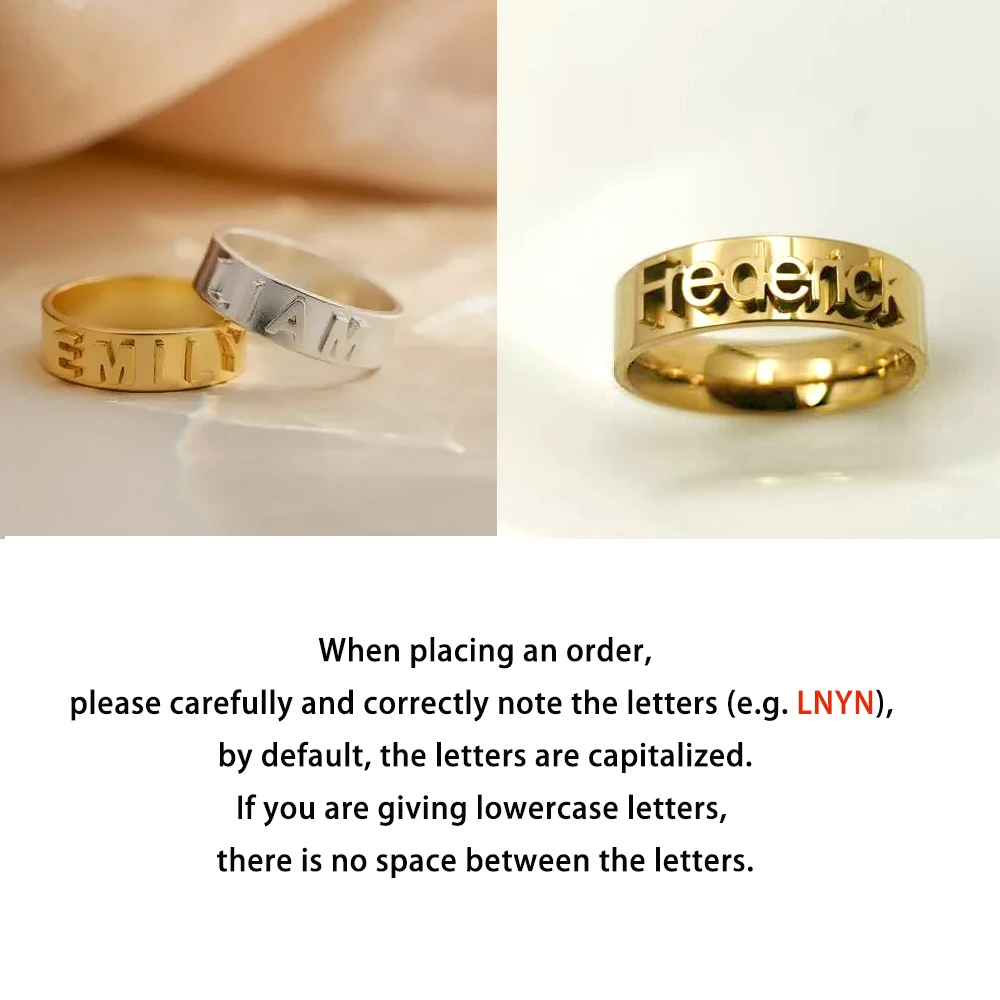 Personalized Name Ring for Men Women Initial Custom Couple Rings Premium Stainless Steel Jewelry Chunky Gold Wedding Ring Dating - view 4