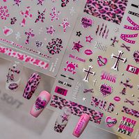 Metal Nail Stickers Cool Retro Leopard Print Heart-shaped Design Nail Art Accessory Stickers DIY Adhesive Manicure Decora Decals