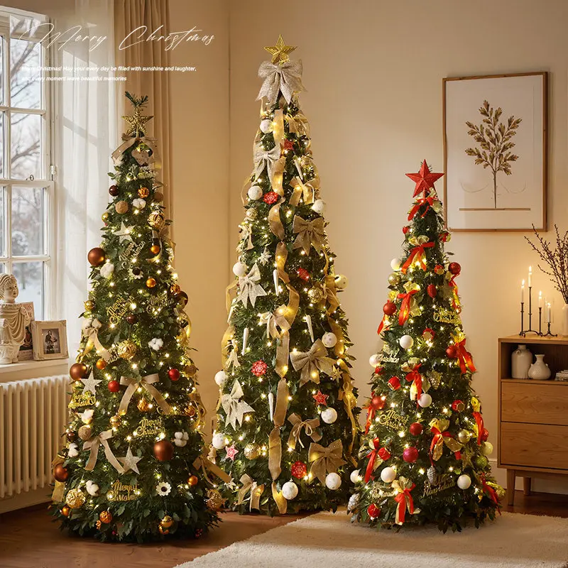 Portable Collapsible Big Xmas Tree Complete Decor Set Durable Adornment For Home Indoor & Shopping Mall Festive Display