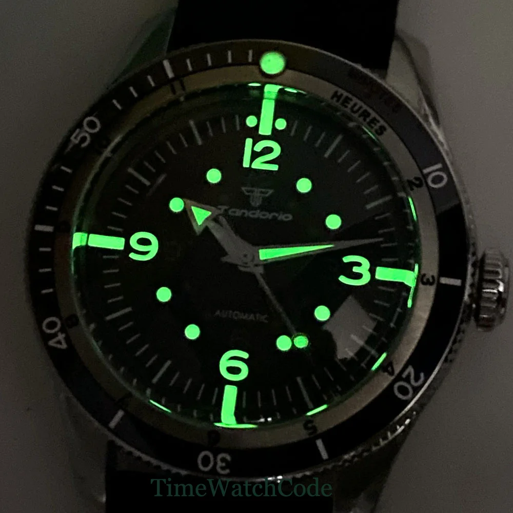 Tandorio Dive Automatic Watch for Men Double Bow Sapphire Crystal Japan NH35 PT5000 Movement 20BAR Luminous 200m Waterproof 40mm
