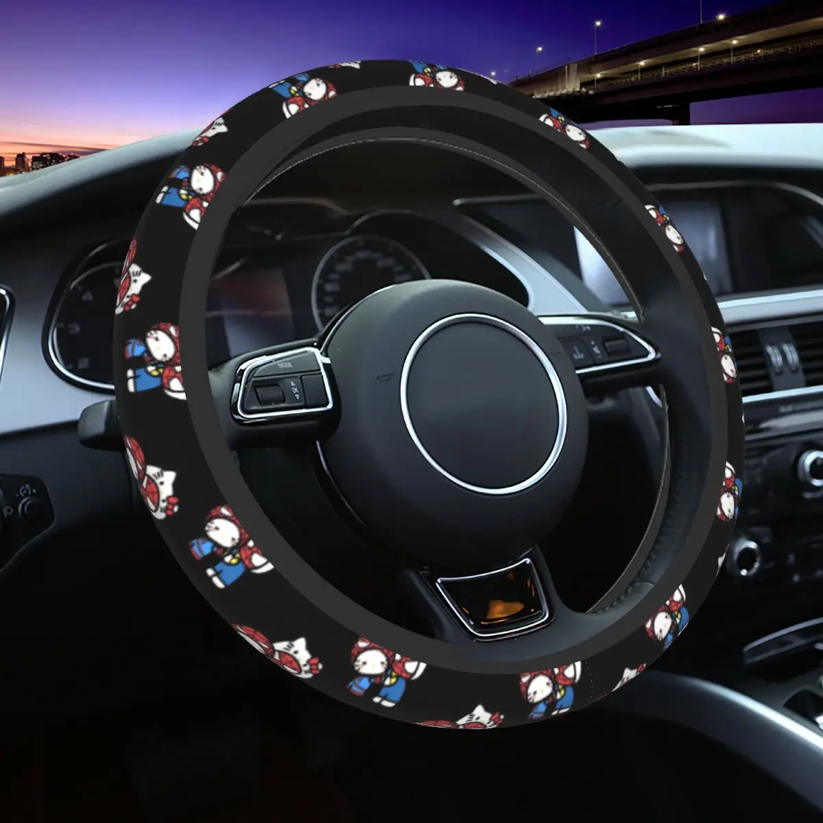 37-38 Car Steering Wheel Cover Hello Kitty Spiderman Boyfriend Girlfriend Universal Car-styling Suitable Car Accessories