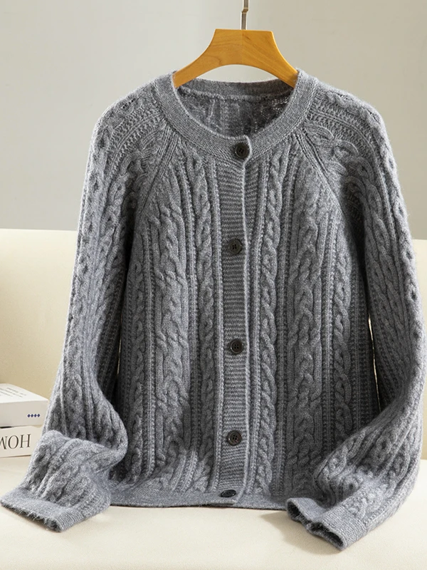 

Ladies Loose Knitted Twist Sweater Coat Warm Autumn Winter Faion Vintage Sle Large Size Cotton Linen Long Sve Cardigan