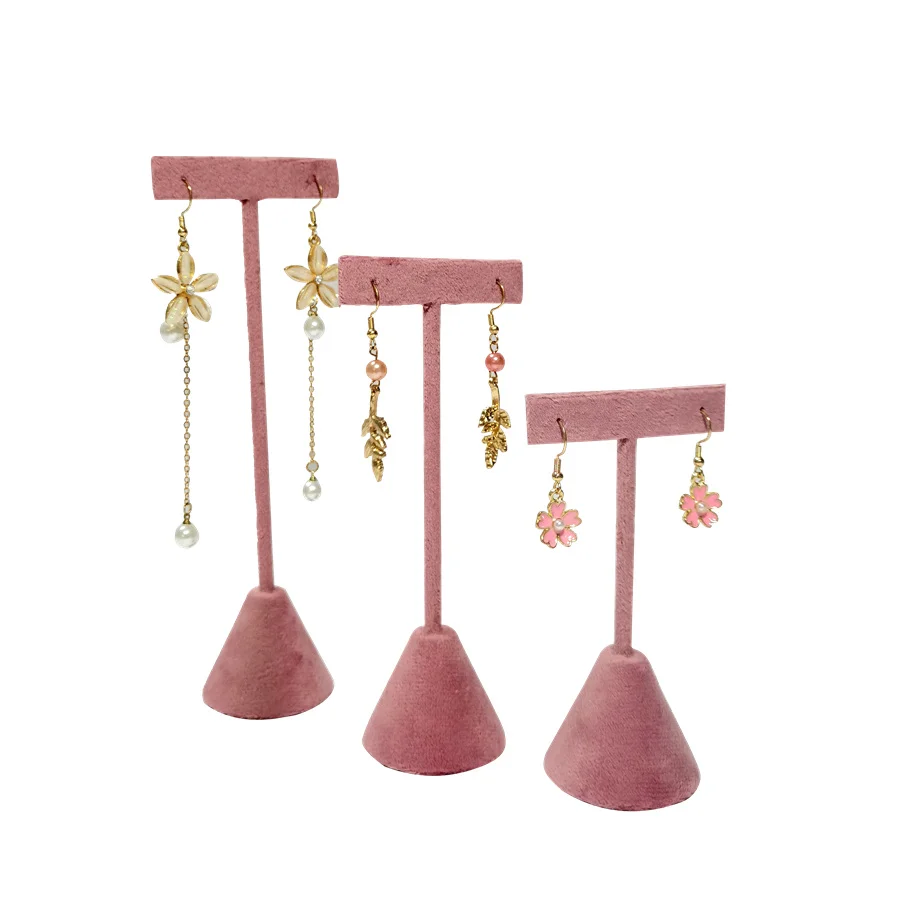 Rosa Samt Schmuck Veranstalter Tabletts Ohrringe Ringe Halter Ohr stecker Armreif Aufbewahrung stablett Schmuck Zähler Schmuck Display – Detail 7