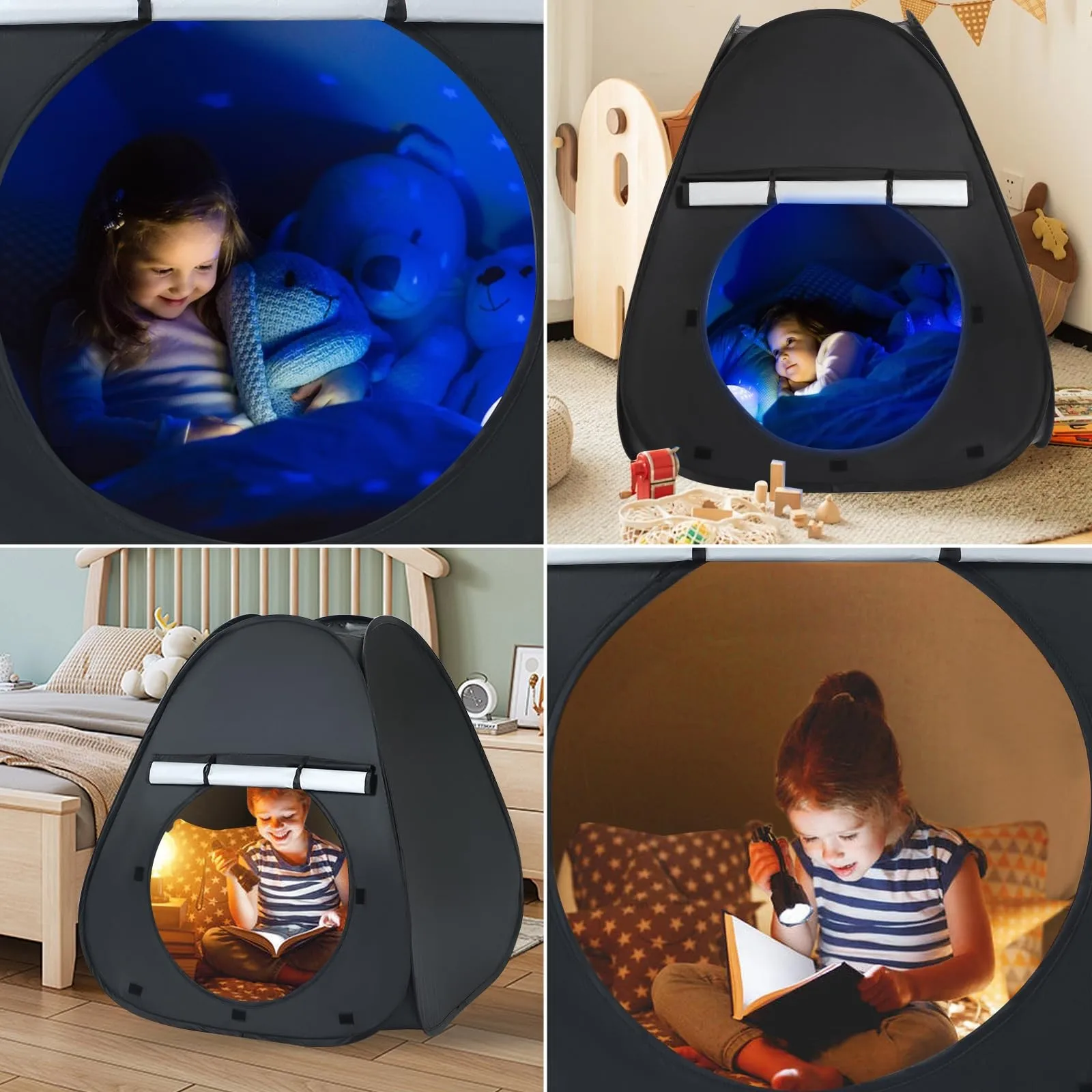 Blackout Sensory Tent Foldable Kids Calm Corner Tent With Storage Bag Blackout Tent Children Indoor Tent For Autistic Children