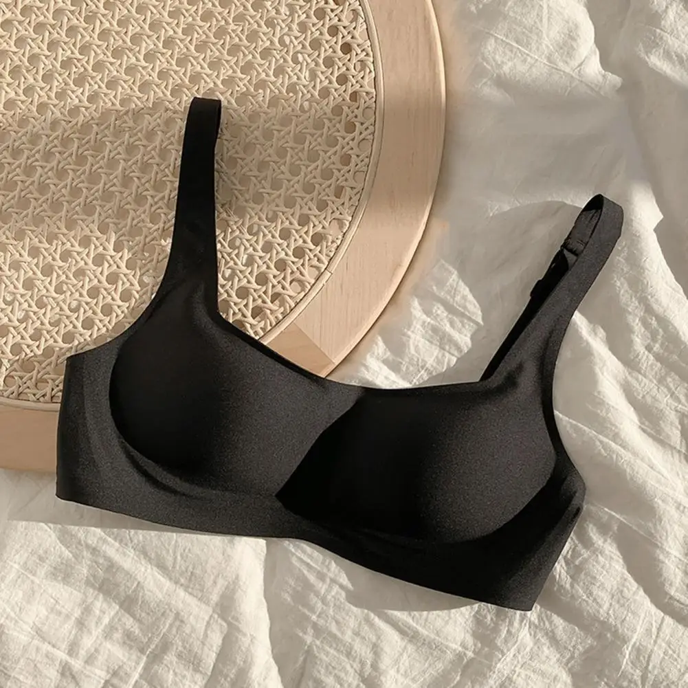 Soutien-gorge push-up sans couture pour femmes, sous-vêtements élastiques, col carré, poignées, coussretours amovible, sans fil, document solide, fermeture arrière souple, lingerie pour dames