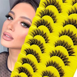 10 Paar Wimpern klares Band natürliche wispy flauschige Wimpern natürlichen Look russische Streifen Wimpern 3D-Effekt Katze Wimpern, die