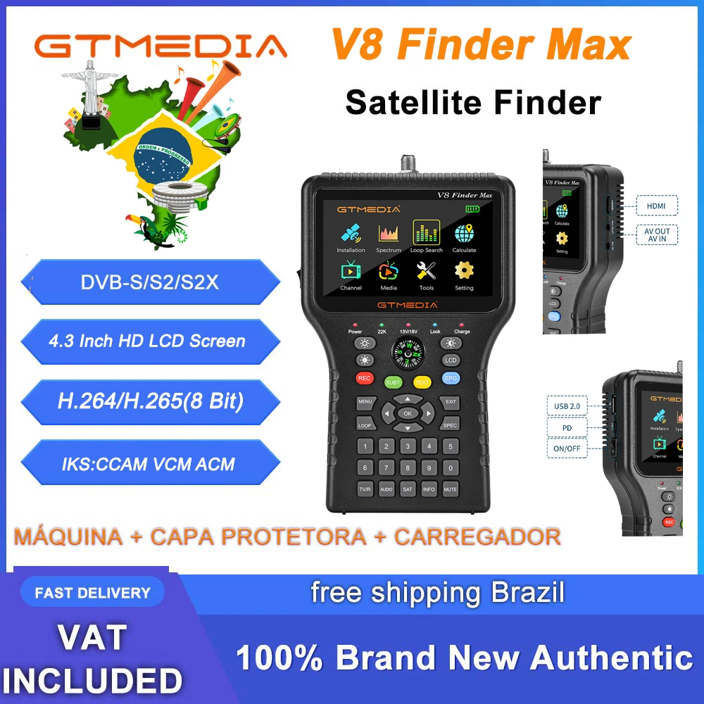 GTMEDIA V8 Finder Max DVB-S/S2/S2X Satellite Finder Support H.264/H.265(8 Bit) 7.4V/4000mAh Finder WS6933 WS6980