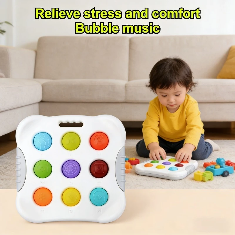 Brinquedo cognitivo colorido infantil, quebra-cabeça de dedo para treinamento, educação precoce, pressão de bolha, placa de prática de música, reconhecimento digital