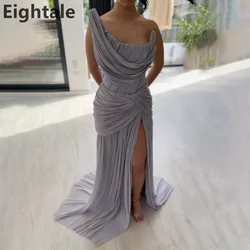 Customized Silver Arabic Maxi Evening Dress Mermaid Prom Dress Sexy Slit Dubai Women Formal Party Gown Robes De Soirée