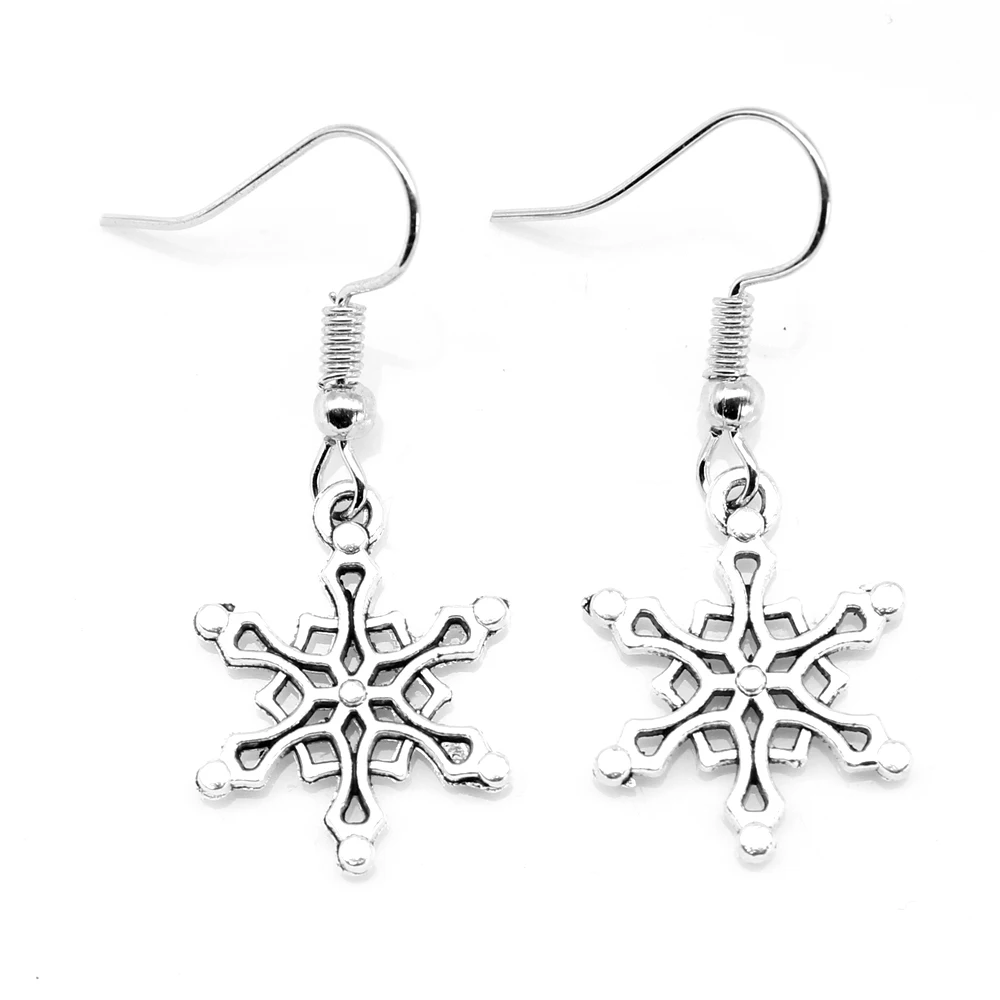 1 Pair Snowflake Handmade Earrings Diy Jewelri 16x20mm