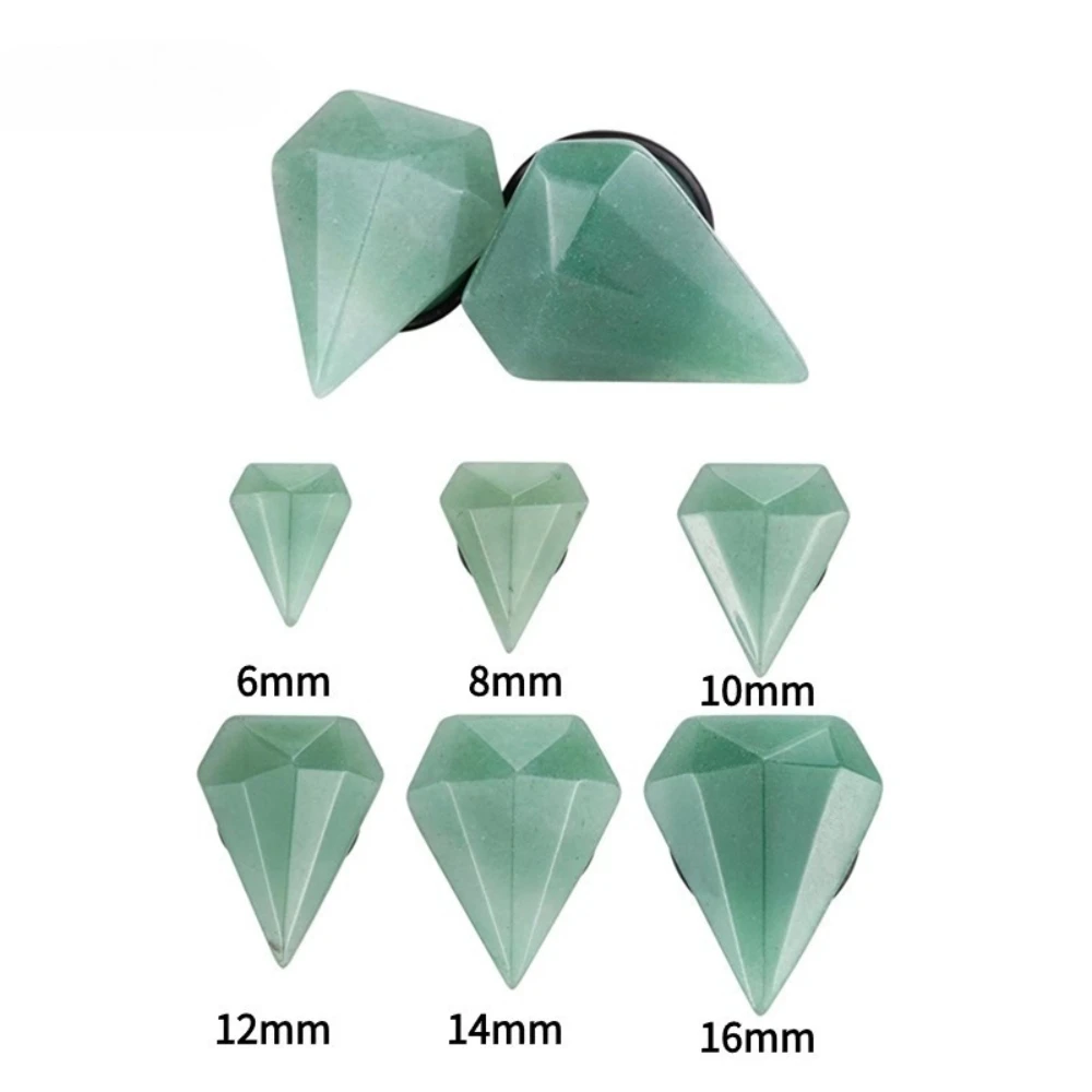 2 Pcs Shaped Stone Pink Crystal Protein Aventurine Solid Ear Plug Tunnel Body Piercing Jewelry 2g - 5/8 Inch