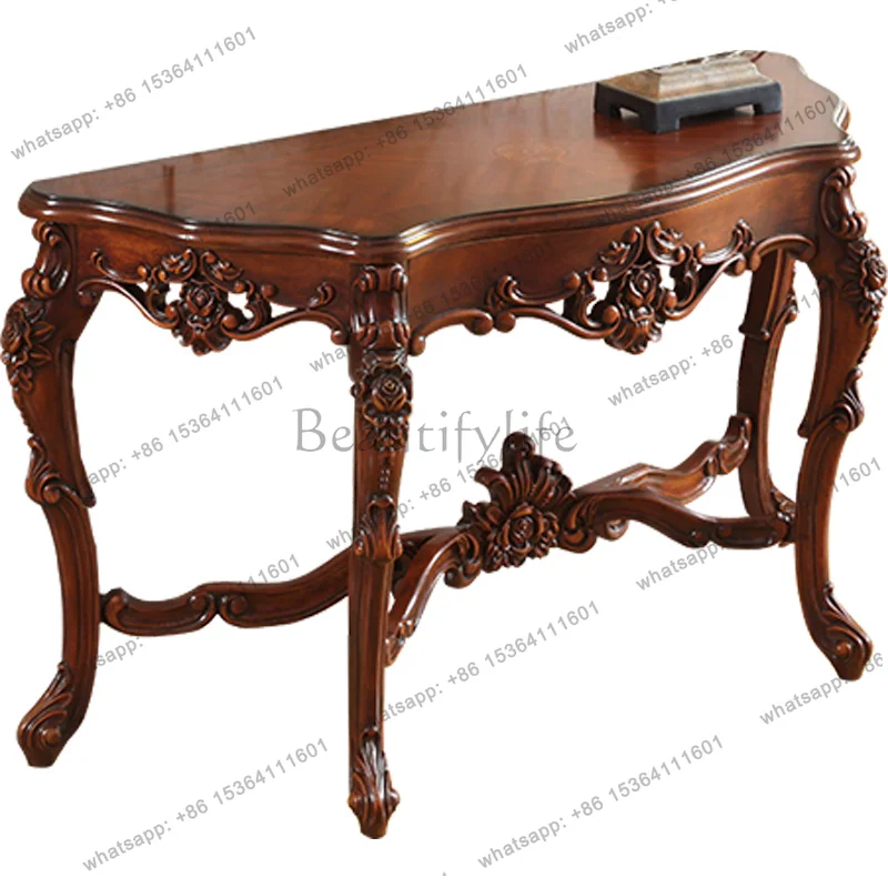 

French retro all solid wood hall entrance corridor entrance table entrance platform