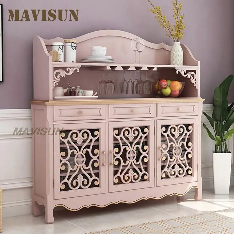 

Naked Powder Light Luxury Retro Restaurant Buffet Sideboard American Minimalist Living Room Space-Saving Storage Wine Cabinet