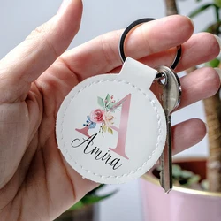 Personalized Letter with Name Key Chain Leather Keychain Keyring Car Key Bags Jewelry Accessories Wedding Birthday Gifts for Her