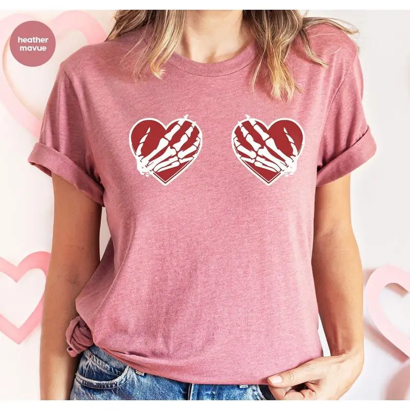 

Футболка Skeleton HearT, забавный наряд на День Святого Валентина для подруг
