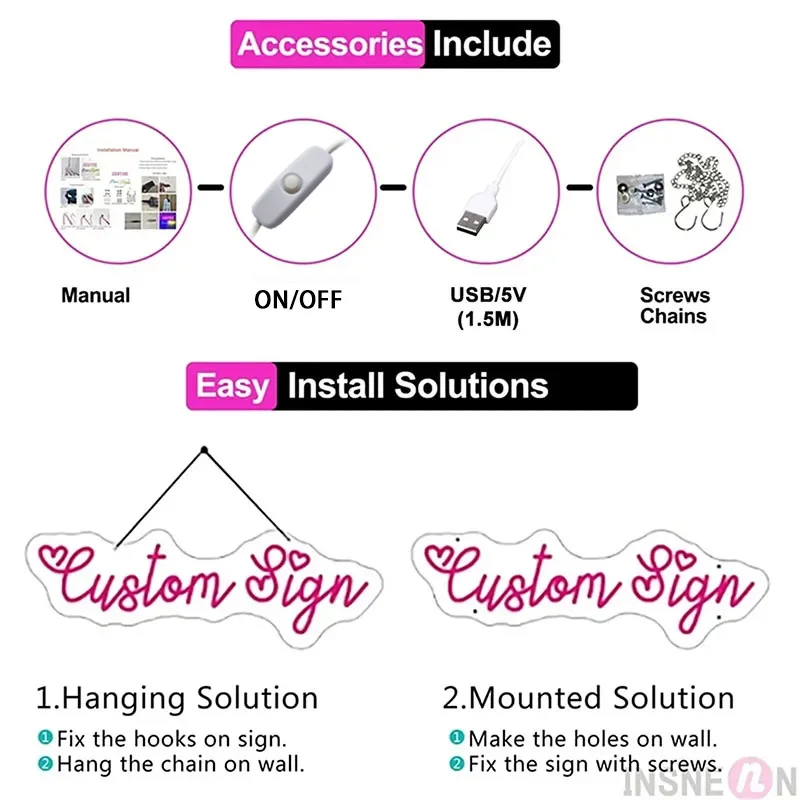 Imagem -06 - Sinal de Néon para Unhas Parede Luz com Usb Power Multiuso Novidade