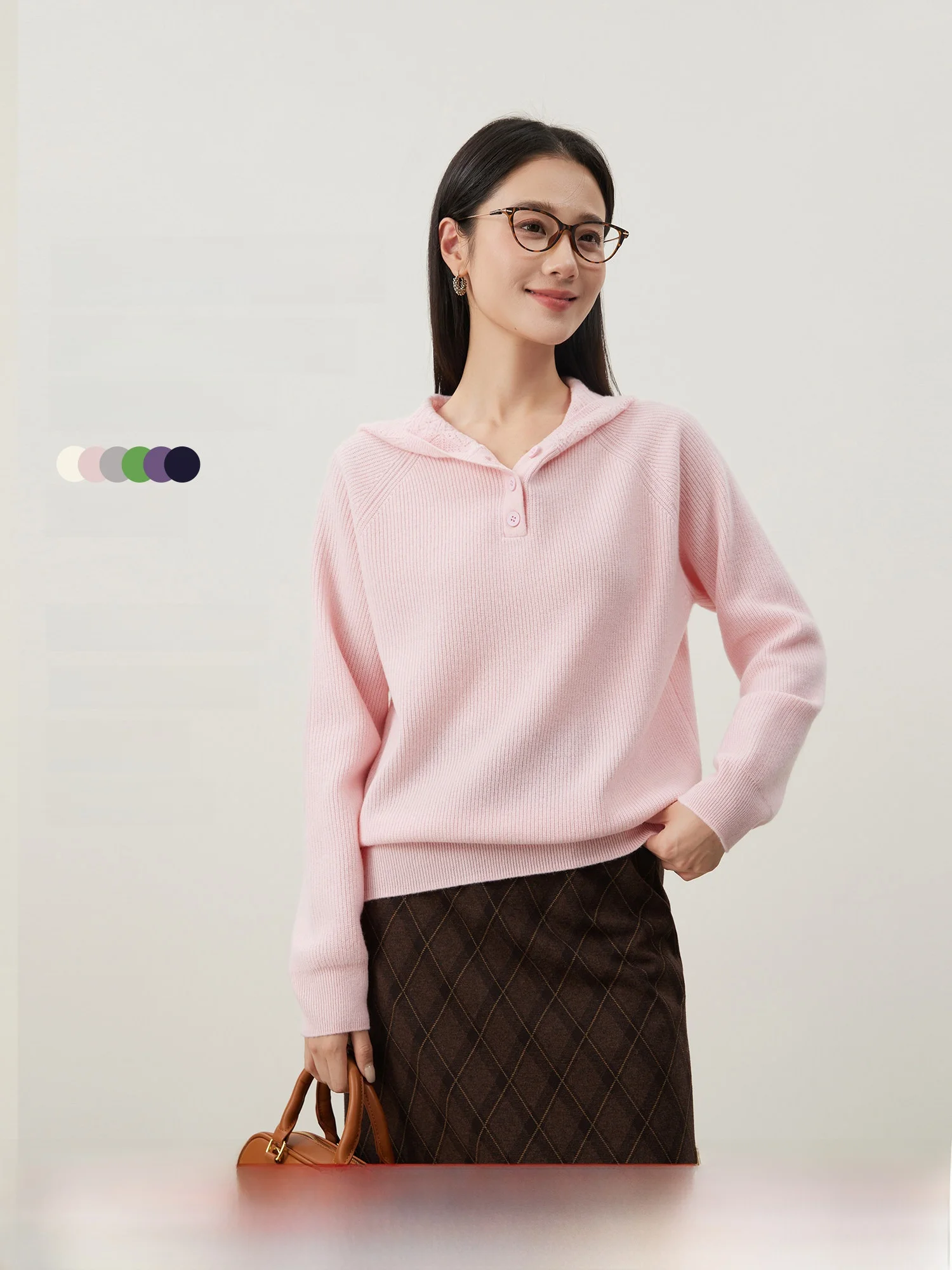 

Шерстяная вязаная шапка с ажурным узором для женщин, свободного кроя, из мягкой шерсти, с длинными рукавами, осенняя модная элегантная модель, одна штука