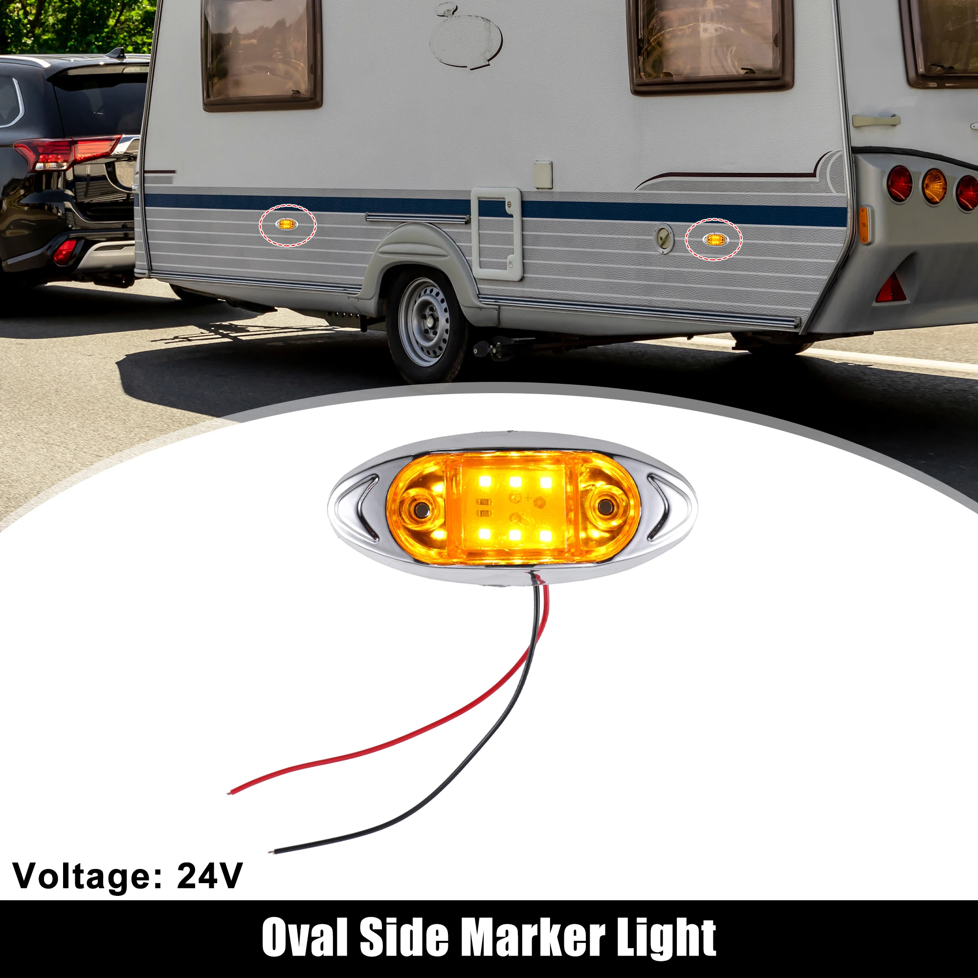 

UXCELL Trailer Marker Light Oval Side Marker Light Lamp Fit for RV Truck Boat Yellow