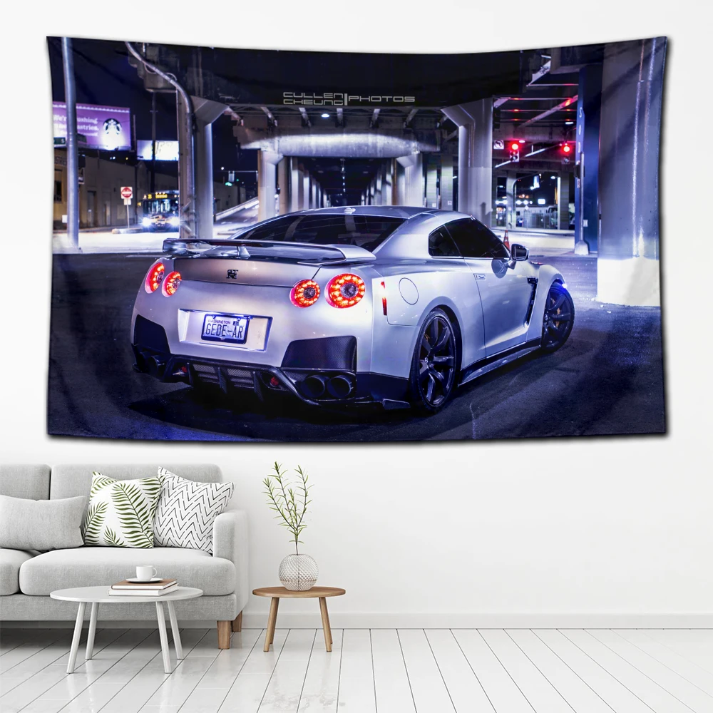 

2024 JDMs Gtr Racing Garage Tapestry Decoration Flag Living Room Wall Hanging Bedroom Wall Carpets tapestries