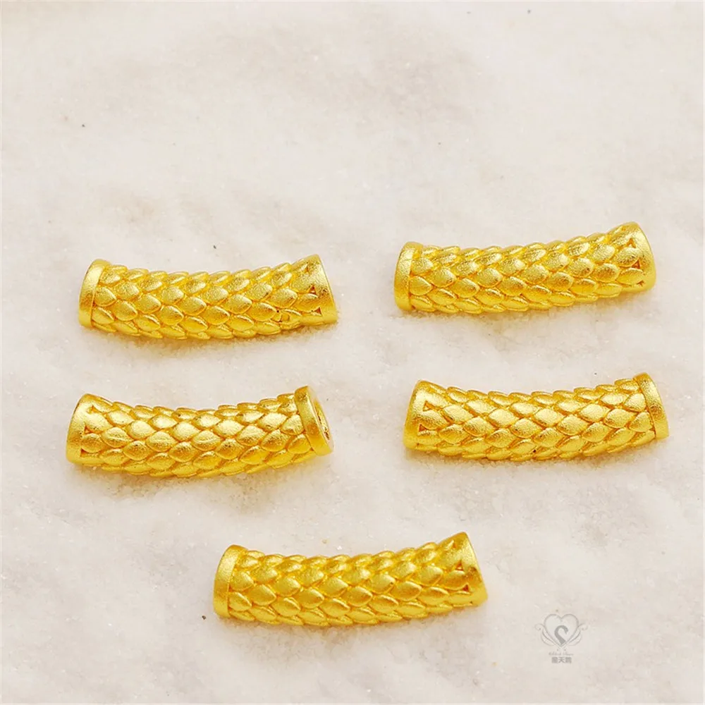 18K Gold-coated Dragon Scale Pattern Through Hole Connecting Rod, Pipe Bending Bracelet, DIY Jewelry Accessories, Progress