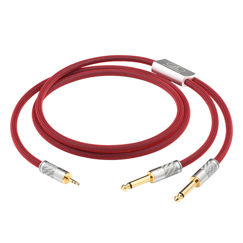 

ATAUDIO 6N Sterling Silver HiFi 3.5 to Dual 6.5 Cable for Mixer Amplifier Stereo 3.5mm Jack to Double 6.35mm Adapter Audio Cable