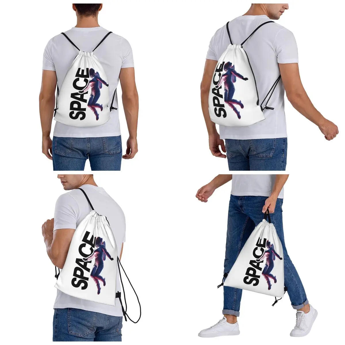 Space Girl Backpacks Multi-function Portable Drawstring Bags Sundries Bag Book Bags For Man Woman School