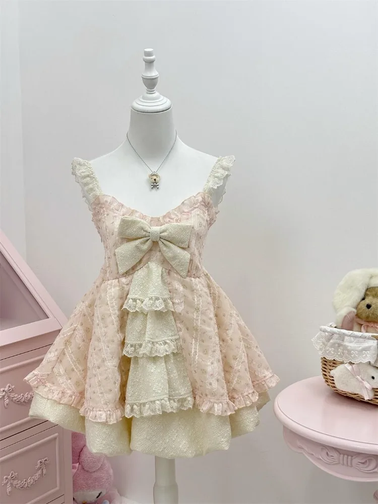 Japanese Style Y2k Cutecore Retro 2 Piece Sets Women Off Shoulder Tops + Pleated Mini Dress Set New Pink Lolita Chic Suit Summer